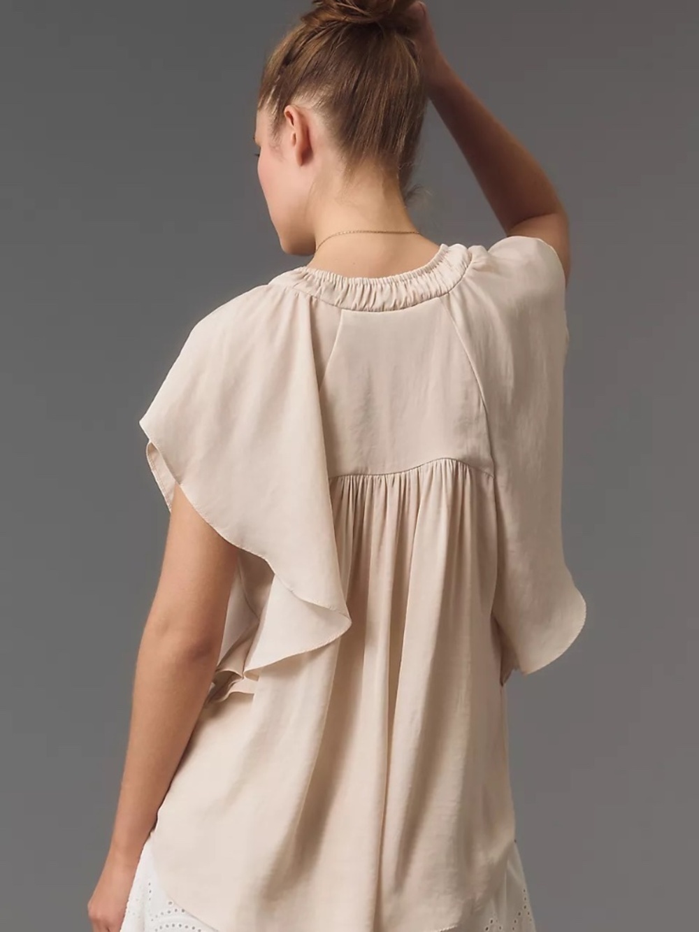NWT Anthropologie Flutter-Sleeve Gathered Top Small - Picture 2 of 4
